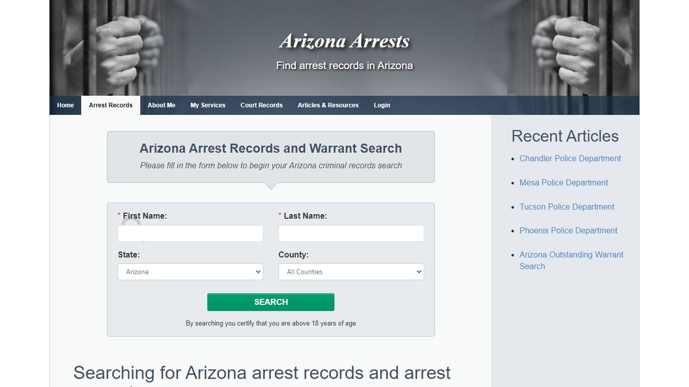 Arizona arrest records and warrants search